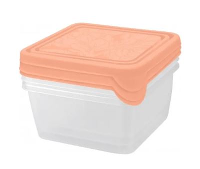Набор контейнеров для продуктов ХЕЛЬСИНКИ Артишок 3 шт 0,45л квадр. персик.карамель
